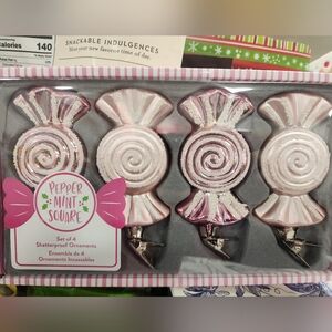 Peppermint Pink Candy Swirl Ornaments Set